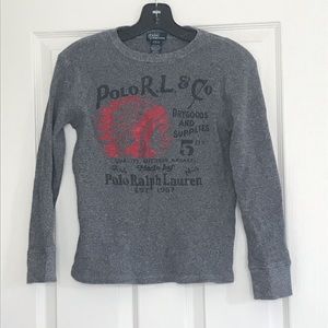 NWOT Polo Gray Waffle Knit Top Sz M/10-12